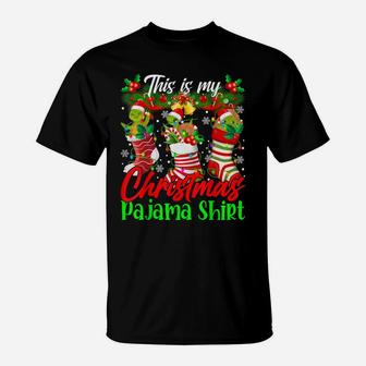 This Is My Christmas Pajama Shirt Santa Turtle In Xmas Socks T-Shirt | Crazezy DE