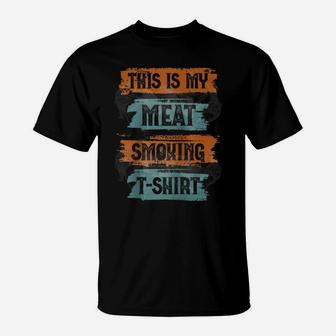 This Is My Meat Smoking Bbq Vintage Retro Distressed Smoker Raglan Baseball Tee T-Shirt | Crazezy DE