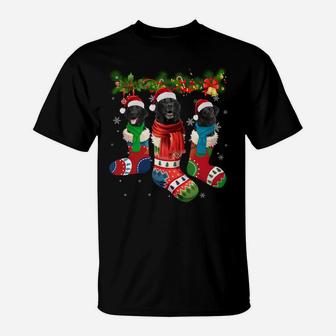 Three Black Labradors In Christmas Socks Sweatshirt T-Shirt | Crazezy CA