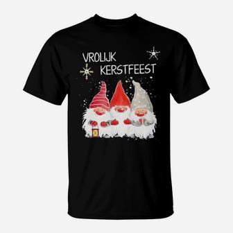 Three Cute Gnomes Merry Xmas T-Shirt - Monsterry UK
