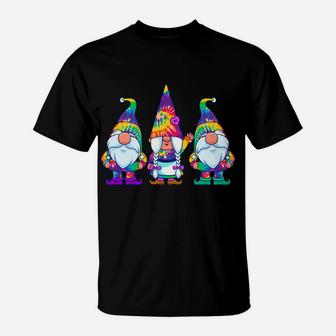 Three Hippie Gnomes Tie Dye Retro Vintage Hat Peace Gnome Sweatshirt T-Shirt | Crazezy