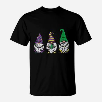 Three Nordic Gnomes Jester Beads Tomte Mardi Gras Carnival T-Shirt - Thegiftio