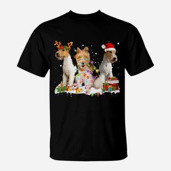 Three Wired Haired Fox Terriers Xmas T-Shirt - Monsterry AU