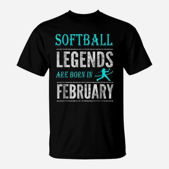 Top Men & Womens Softball Legend Born February Gift T-Shirt | Crazezy DE