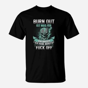 Totenkopf Schwarzes T-Shirt mit Burn Out Statement, Modisches Print-Design - Seseable