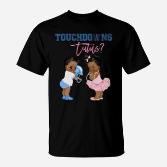 Touchdown Or Tutus Gender Reveal Family Baby Shower Matching T-Shirt | Crazezy