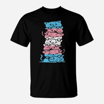 Transgender Cat Stack Cute Trans Flag Lgbt Animal T-Shirt - Monsterry DE