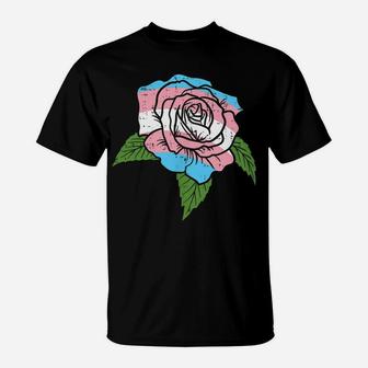Transgender Rose Pocket Flower Trans Pride Flag Lgbt T-Shirt | Crazezy UK