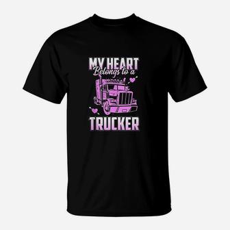 Trucker Wife Boyfriend Truck Driver Ladies Trucker T-Shirt | Crazezy CA