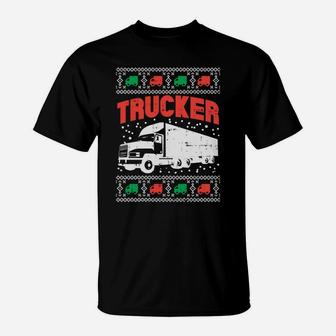 Trucker Xmas Truck Ugly Christmas Sweater For Men Gift Sweatshirt T-Shirt | Crazezy CA