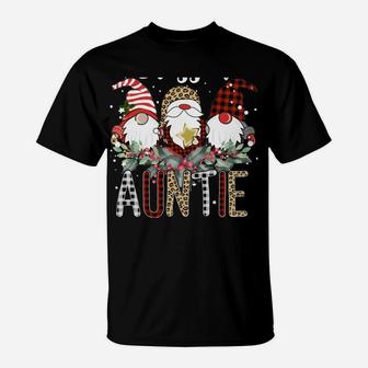 Tu Blessed Auntie Christmas Leopard Buffalo Plaid Gnome T-Shirt | Crazezy
