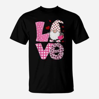Tu Love Gnome Pink Leopard Plaid Costume Valentine Gifts T-Shirt - Monsterry UK