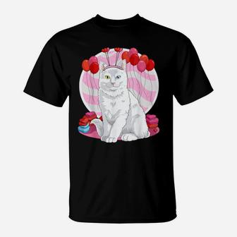 Turkish Angora Heart Valentine Day Decor T-Shirt - Monsterry