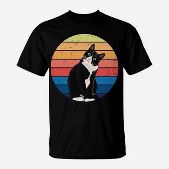 Tuxedo Cat Gift Retro Colors For Animal Lovers Sweatshirt T-Shirt | Crazezy UK