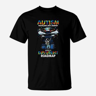 Ufo Autism Travelling Lifes Journey Using A Different Roadmap T-Shirt - Monsterry AU