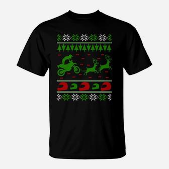 Ugly Christmas Sweater Motocross Biker Gift Sweatshirt T-Shirt | Crazezy