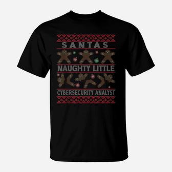 Ugly Christmas Xmas Santa Cybersecurity Analyst Job T-Shirt | Crazezy