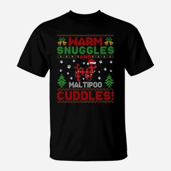 Ugly Maltipoo Gift Warm Snuggles And Maltipoo Cuddles Pajama Sweatshirt T-Shirt | Crazezy UK