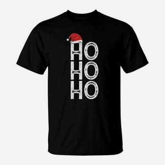 Ugly Xmas Merry Christmas Santa Claus Hat Snowflake Ho Ho Ho T-Shirt | Crazezy