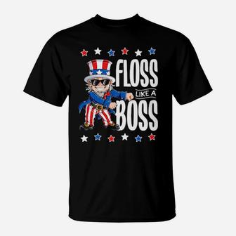 Uncle Sam Floss Like A Boss 4Th Of July American Flag T-Shirt - Monsterry