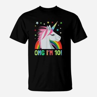 Unicorn Birthday For 10 Year Old Girls Boys Omg Gift T-Shirt | Crazezy CA