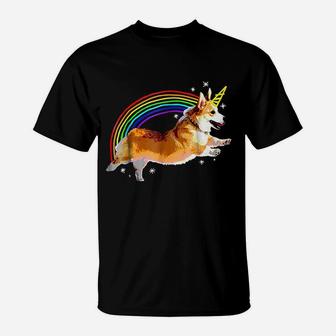 Unicorn Corgi Rainbow Doodle Funny Graphic T-Shirt - Thegiftio UK