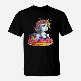 Unicorn Donut Girls Kids Rainbow Doughnicorn Squad T-Shirt | Crazezy