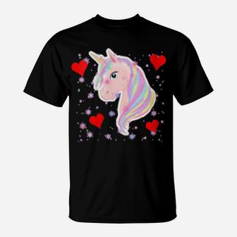 Unicorns Valentine Unicorn I Love You With Unicorns T-Shirt - Monsterry UK