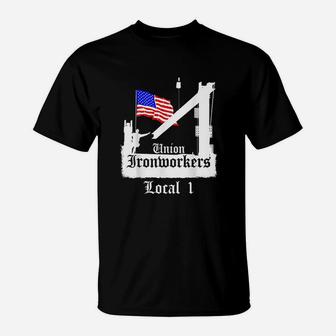 Union Ironworkers Local 1 American Flag Chicago T-Shirt | Crazezy