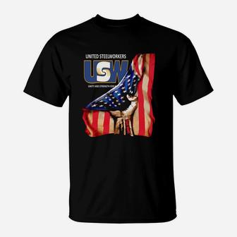 United Steelworkers American Flag Your Name Shirt T-Shirt - Thegiftio UK