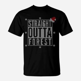 Urbanes T-Shirt Straight Outta Forest mit Rosen-Applikation - Seseable