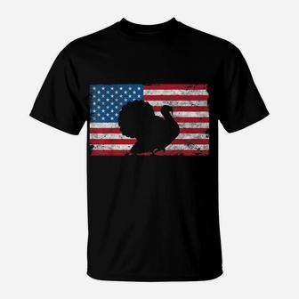 Us America Flag Turkey Day Hunting Thanksgiving T-Shirt | Crazezy CA
