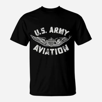 US Army Aviation Cool Distressed Patriotic Top Tee T-Shirt | Crazezy