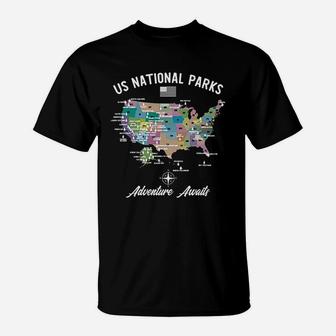 Us National Parks Map T-Shirt | Crazezy UK