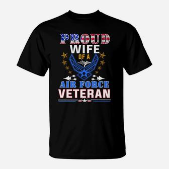 Us Proud Air Force Wife With American Flag Gift Veteran T-Shirt | Crazezy