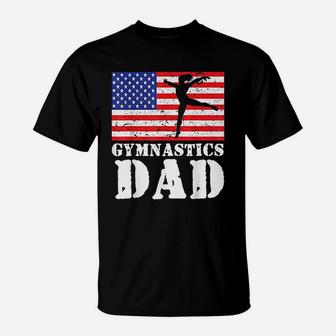 USA American Flag Gymnastics Dad Hobbie Gift T-Shirt - Seseable