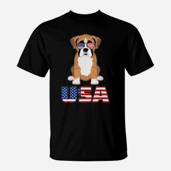 Usa Boxer Dog Usa Flag 4Th Of July Patriotic T-Shirt - Monsterry