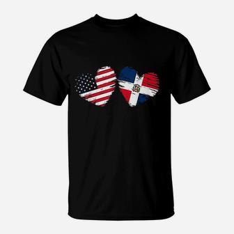 Usa Dominican Republic Flag Heart T-Shirt | Crazezy