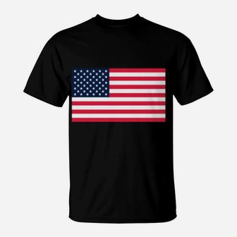 Usa United States Flag Vintage White Text T-Shirt | Crazezy