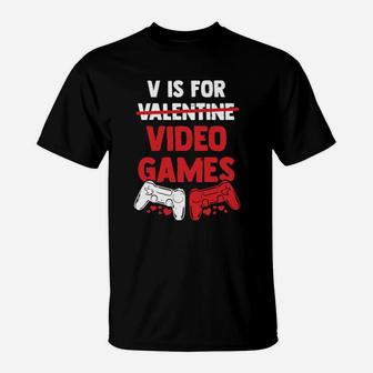 V Is For Valentine Video Games T-Shirt - Monsterry DE