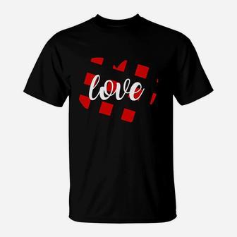 Valentine Days Buffalo Plaid Heart T-Shirt | Crazezy