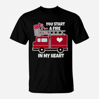 Valentine Fire Truck T-Shirt | Crazezy