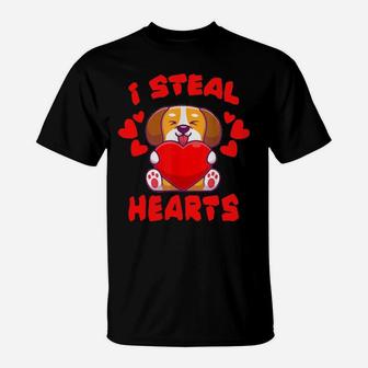 Valentine I Steal Hearts Puppy And Dogs Lovers T-Shirt - Monsterry