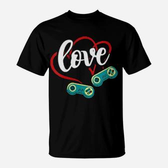 Valentine's Day Game Controllers Heart Cute Gaming Love T-Shirt - Monsterry DE