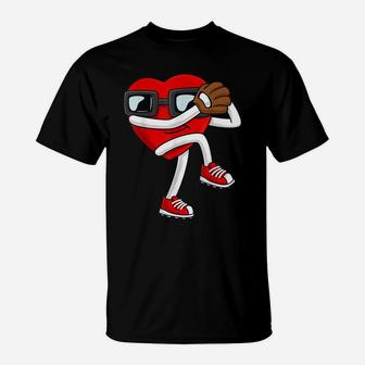 Valentines Day Heart Baseball Pitcher Funny Boys Girls Kids T-Shirt | Crazezy AU