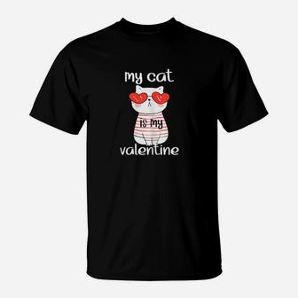 Valentines Day Heart Sunglasses Cat My Cat Is My Valentine T-Shirt - Monsterry
