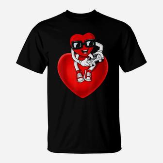 Valentines Day Heart Video Gamer Controller T-Shirt - Monsterry DE