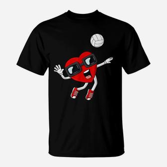 Valentines Day Heart Volleyball Funny Boys Girls Kids Teens T-Shirt | Crazezy CA