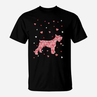Valentines Day Love Hearts Schnauzer Dog Puppy Lover T-Shirt | Crazezy