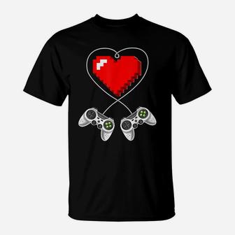 Valentine's Day Video Game Controller Heart Gamer Gift Boys T-Shirt | Crazezy UK